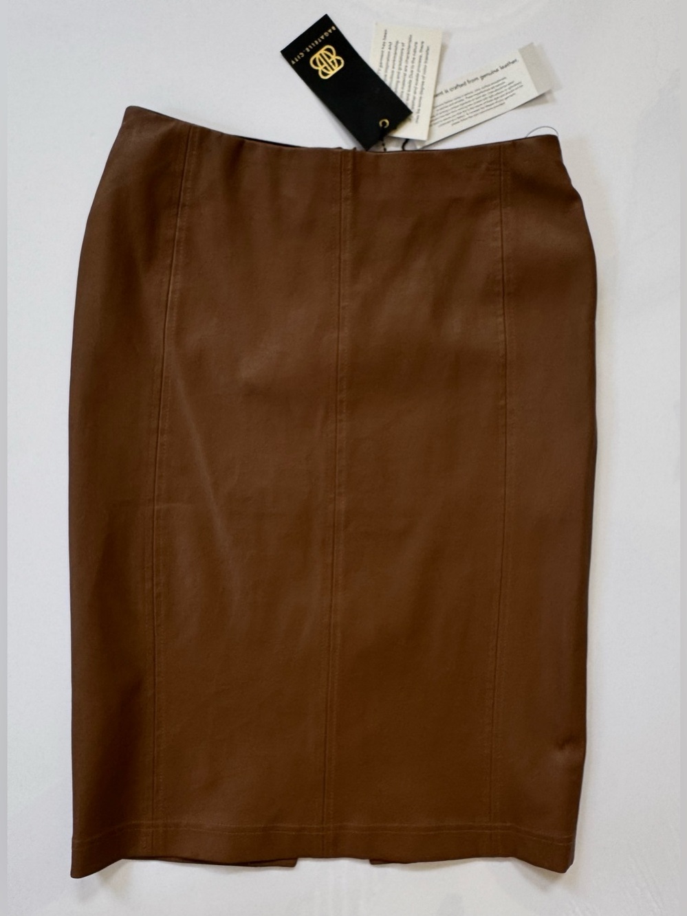 NWT Leather Stretch Skirt Brown by Bagatelle.City